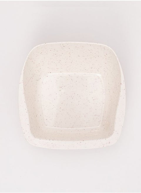 Melamine Square Serving Bowl  Set of 3  (L 26cm W 26cm H 9cm)  With fork and spoon Creamy with brown