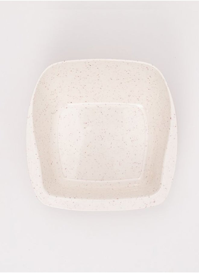 Bright Designs - Melamine Square Serving Bowl  Set of 3  (L 26cm W 26cm H 9cm)  With fork and spoon Creamy with brown - Image 1