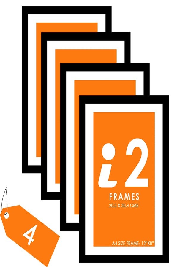 i2 Frames in PREMIUM A4 Size Photo Frame for Certification Frame as Pack of 4 Black PhotoFrames for Home and Office Decoration - Image 1