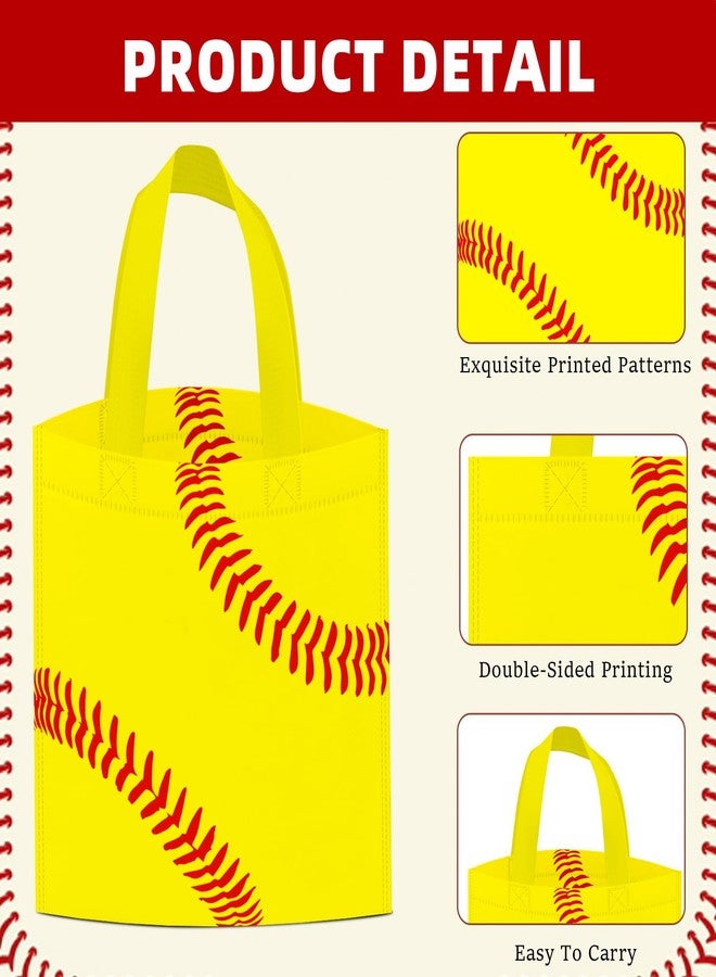 KERINGO 24 PCS Softball Non-Woven Party Favor Bags with Handles Softball Party Favor Bags Goodie Treat Candy Bag for Sports Theme Party Birthday 7.87 x 7.87 Inch - Image 4