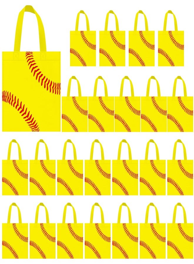 KERINGO 24 PCS Softball Non-Woven Party Favor Bags with Handles Softball Party Favor Bags Goodie Treat Candy Bag for Sports Theme Party Birthday 7.87 x 7.87 Inch - Image 2
