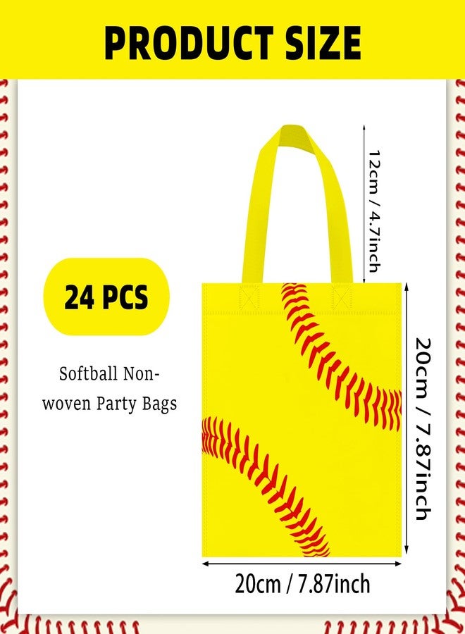 KERINGO 24 PCS Softball Non-Woven Party Favor Bags with Handles Softball Party Favor Bags Goodie Treat Candy Bag for Sports Theme Party Birthday 7.87 x 7.87 Inch - Image 3