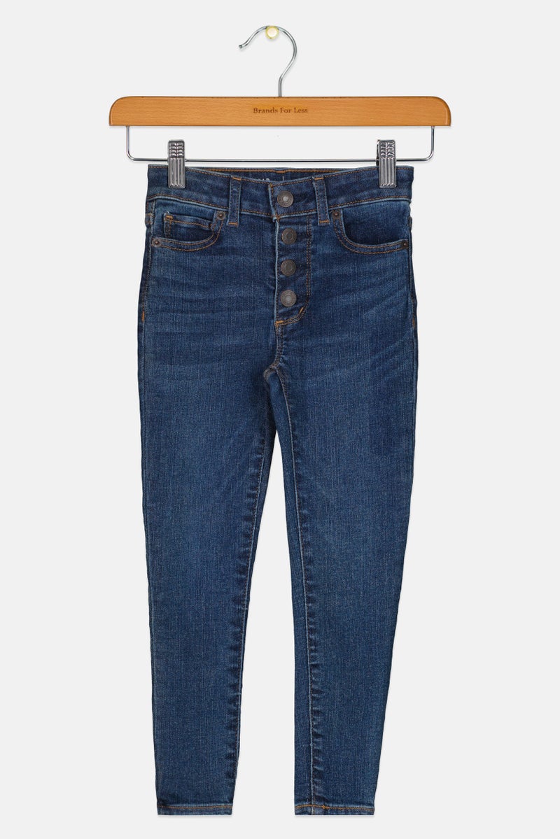 GAP جينز جاجينغ للبنات بخصر مرتفع يصل إلى الكاحل، أزرق - Image 1