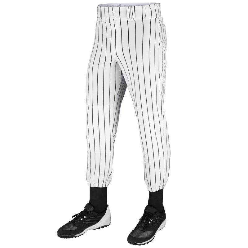 CHAMPRO boys Triple Crown Pinstripe Polyester Baseball Pant White Black Pin Small US