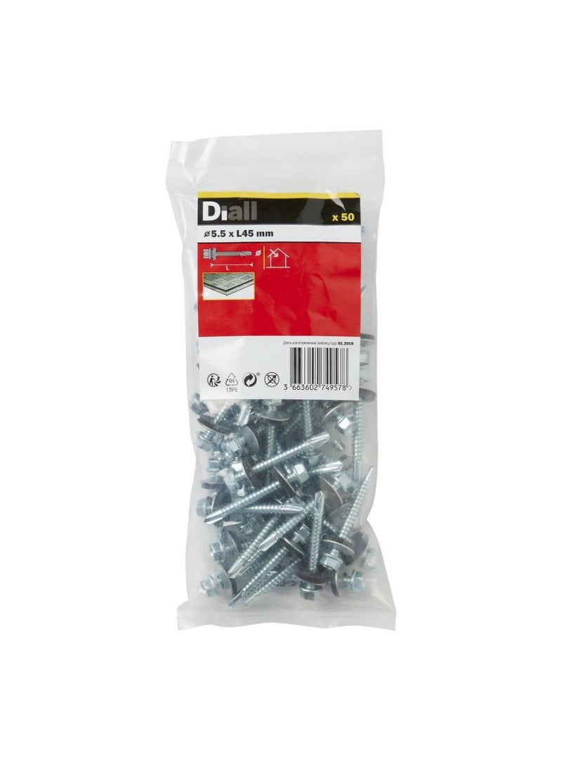 Dial Zinc Plated Carbon Steel Roofing Screw Pack5 5X45Mm 50Pc