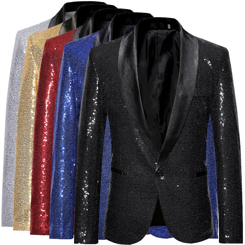 Sequined Personality Male Singer Dress Performance Golden Suit Jacket Host Nightclub Dj Clothing Studio Suit Male - Image 2