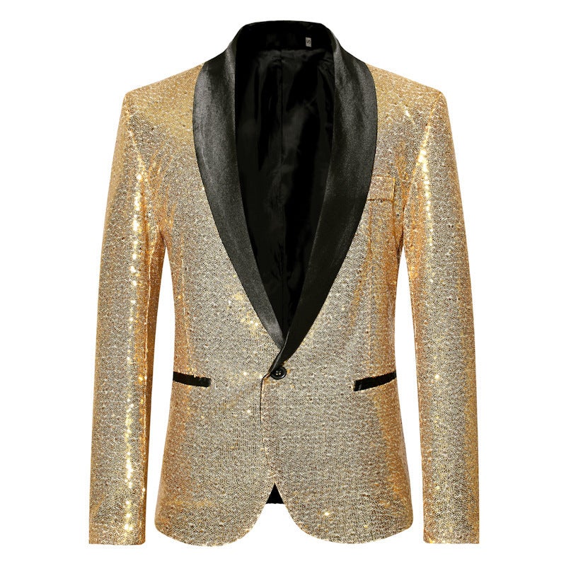 Sequined Personality Male Singer Dress Performance Golden Suit Jacket Host Nightclub Dj Clothing Studio Suit Male - Image 5