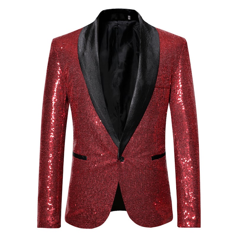 Sequined Personality Male Singer Dress Performance Golden Suit Jacket Host Nightclub Dj Clothing Studio Suit Male - Image 1