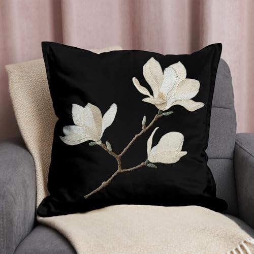 RBAFAO Vintage Floral Throw Pillow Covers, Vintage Flower Pattern Double Sided Cushion Cover, Indoor and Outdoor Home Art Decor Pillowcase for Sofa or Bedroom Decor 18x18inches (Black&White, 18x18inches) - Image 3