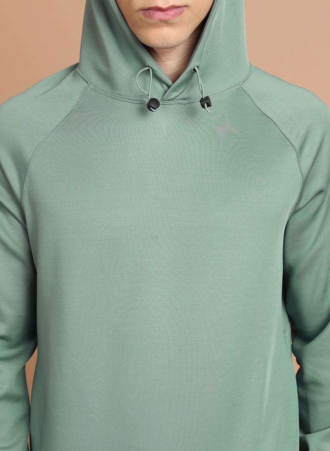 HIGHLANDER Solid Raglan Sleeves Drawstring Hoodie - Image 2