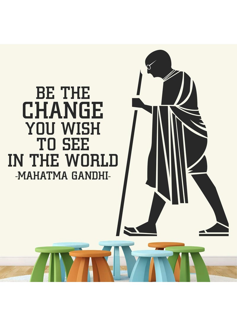 StickMe - StickMe 'Mahatma Gandhi - Father of Nation - Office - Motivational - Inspirational - Quotes - Creative - Colorful Wall Sticker' -SM775 (Multi Colour, Vinyl - 100cm X 85 cm) - Image 1