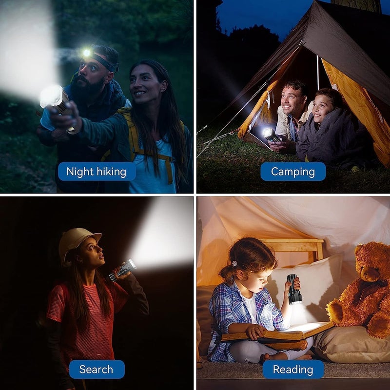 HEVIR 4 in 1 LED Torch Lights Rechargeable Emergency Torch Light 3W USB Charge Flashlight High Power Long Distance Beam Range 4 Mode Waterproof Torch for Outdoor Indoor Hiking Walking Camping - Image 4