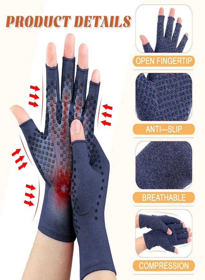 JenPen 6 Pair Arthritis Compression Gloves for Women Men, Fingerless Arthritis Carpal Tunnel Pain Relief Gloves for Rheumatoid Tendonitis Swelling Crocheting Typing Working Daily Use(Mixed Color,S) - Image 3