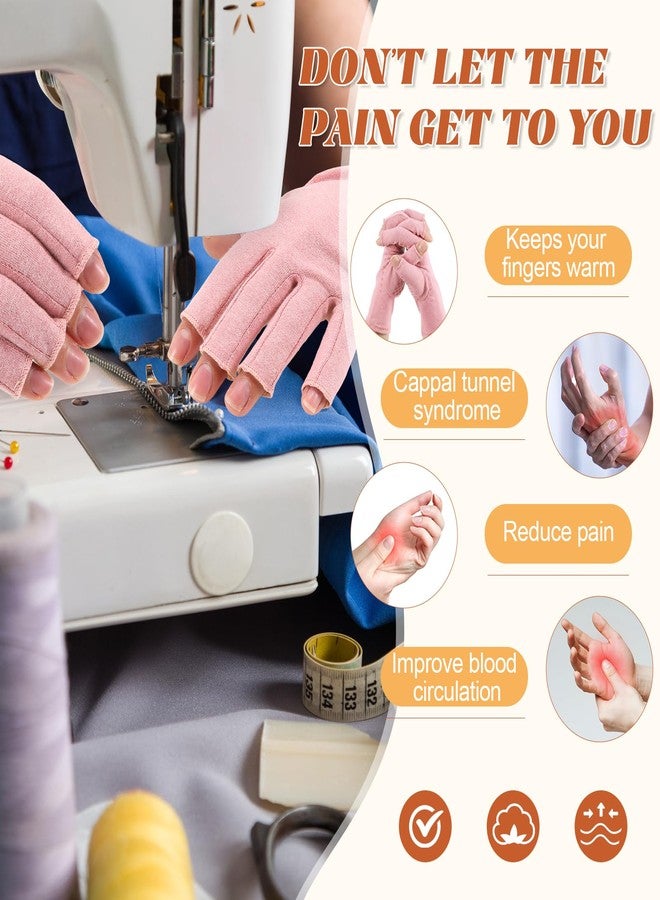 JenPen 6 Pair Arthritis Compression Gloves for Women Men, Fingerless Arthritis Carpal Tunnel Pain Relief Gloves for Rheumatoid Tendonitis Swelling Crocheting Typing Working Daily Use(Mixed Color,S) - Image 2