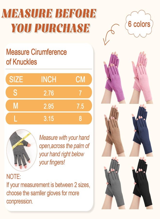 JenPen 6 Pair Arthritis Compression Gloves for Women Men, Fingerless Arthritis Carpal Tunnel Pain Relief Gloves for Rheumatoid Tendonitis Swelling Crocheting Typing Working Daily Use(Mixed Color,S) - Image 4