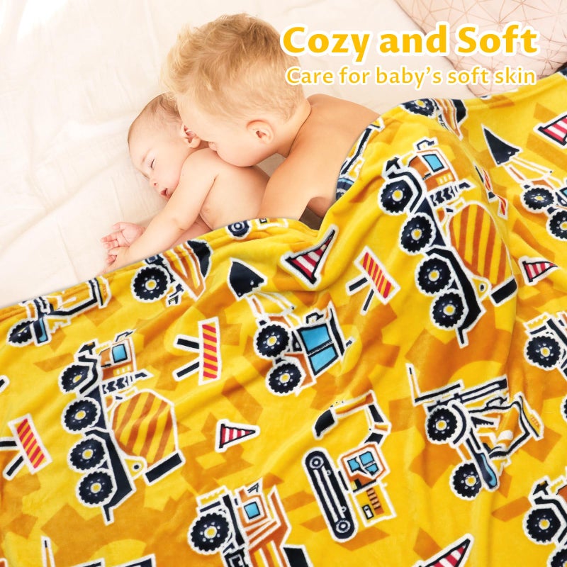 Uofon Construction Truck Toys Gifts For Boys Truck Blanket Glow In The Dark Construction Blanket Tractor Blanket For Toddler Boys Excavator For Kids 50X60 Inch - Image 5