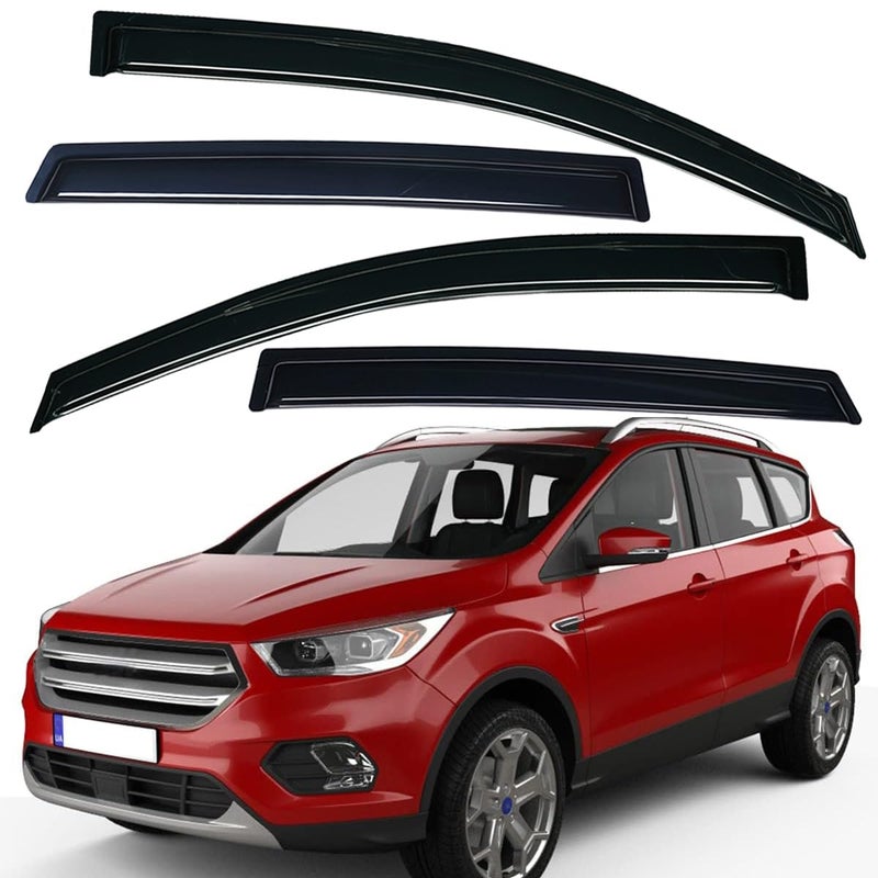 Lightronic Extra Durable OutsideMount Auto Vent Window Visor Fits 20132019 Ford Escape UV Protection Rain Guard Original Wind Deflector NoDrill Easy Install Dark Smoke 4Pcs