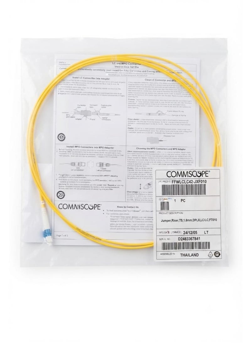 COMMSCOPE FFWLCLC42-JXF010 Duplex LC/UPC to LC/UPC Riser TL 1.6mm Fiber Optic Jumper Cable