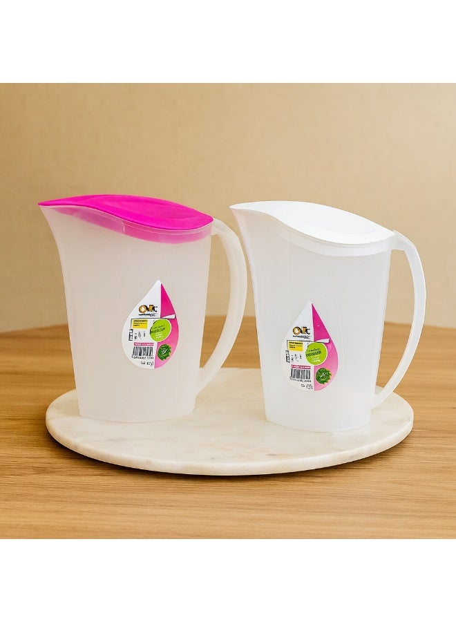 كلوكس طقم ابريق ماء بلاستيك شفاف مدرج بغطاء 2 ليتر 2 حبة - Image 1