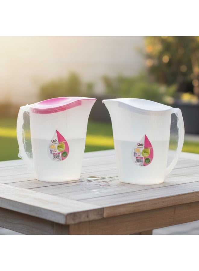 كلوكس طقم ابريق ماء بلاستيك شفاف مدرج بغطاء 2 ليتر 2 حبة - Image 2