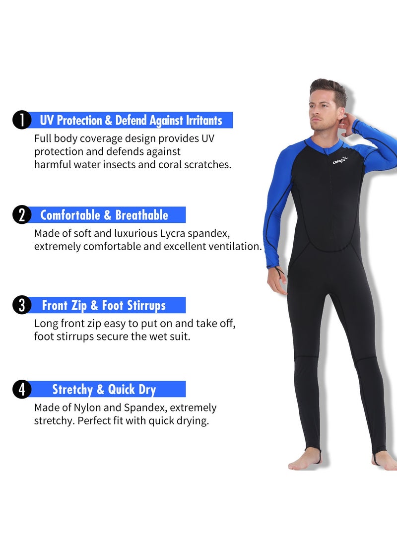 Copozz COPOZZ Diving Skin, Men Women Youth Thin Wetsuit Rash Guard- Full Body UV Protection - for Diving Snorkeling Surfing Spearfishing Sport Skin (Black/Navy-Blue, X-Large for Men)  - Image 3