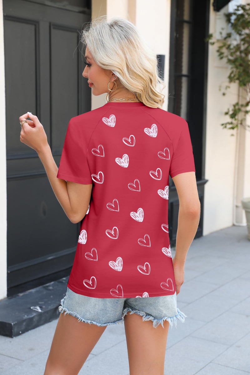 FASHGL Valentines Shirts for Women Tie Dye Heart T Shirt Valentine's Tee Shirt Casual Lover Short Sleeve Tops - Image 3