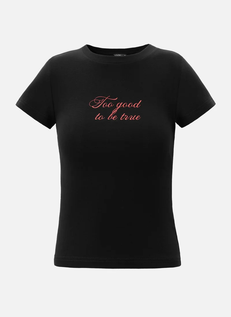 Lichi Cropped fitted T-shirt with lettering