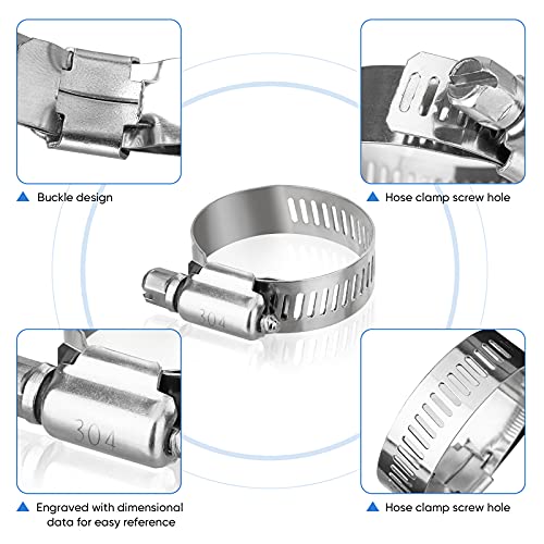 TICONN 20PCS Hose Clamp Set - 1-1/4'' – 1-23/32'' 304 Stainless Steel Worm Gear Hose Clamps for Pipe, Intercooler, Plumbing, Tube and Fuel Line - Image 3