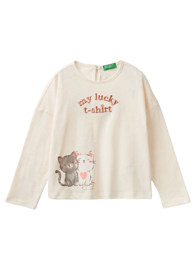 Benetton - Printed Long Sleeve T-shirt - Image 1