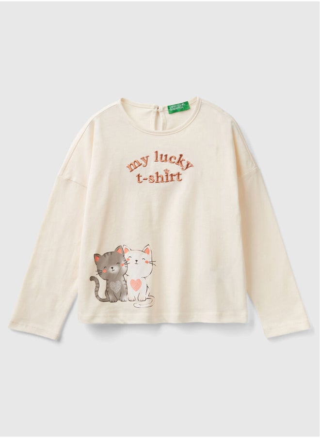 Benetton - Printed Long Sleeve T-shirt - Image 1