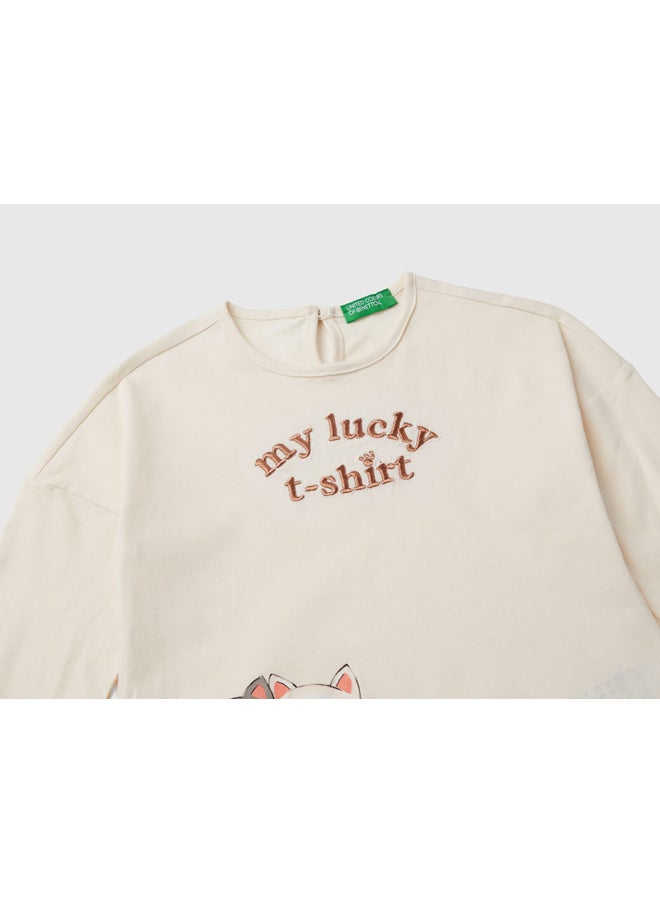 Benetton - Printed Long Sleeve T-shirt - Image 1