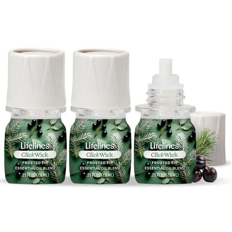 Lifelines ClickWick Essential Oil Blends for Lifelines Diffusers, 3-Pack Frosted Fir Set â€“ Essential Oil Blend Refill for Candle, Plant & Shower Aromatherapy Diffuser â€“ Fragrance for Diffusers - Image 1