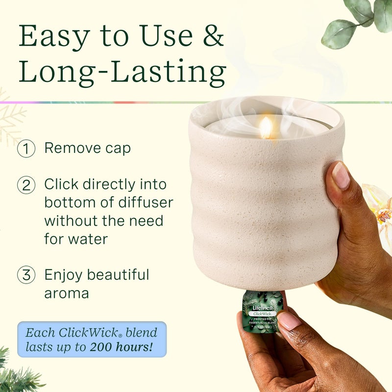 Lifelines ClickWick Essential Oil Blends for Lifelines Diffusers, 3-Pack Frosted Fir Set â€“ Essential Oil Blend Refill for Candle, Plant & Shower Aromatherapy Diffuser â€“ Fragrance for Diffusers - Image 4