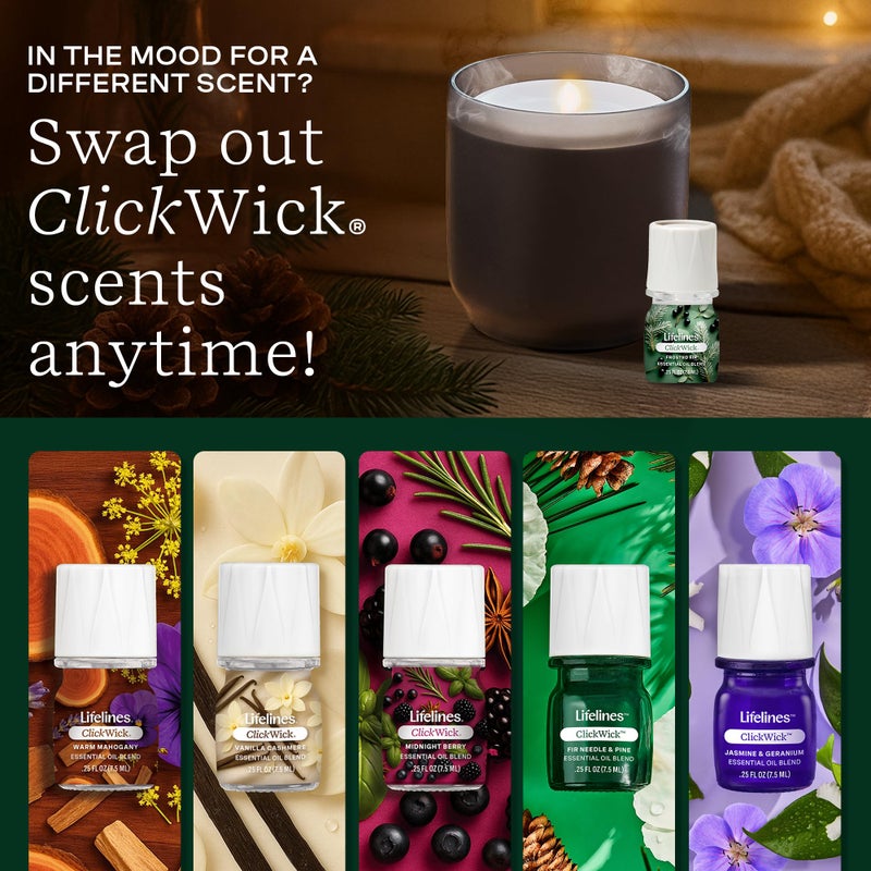Lifelines ClickWick Essential Oil Blends for Lifelines Diffusers, 3-Pack Frosted Fir Set â€“ Essential Oil Blend Refill for Candle, Plant & Shower Aromatherapy Diffuser â€“ Fragrance for Diffusers - Image 5