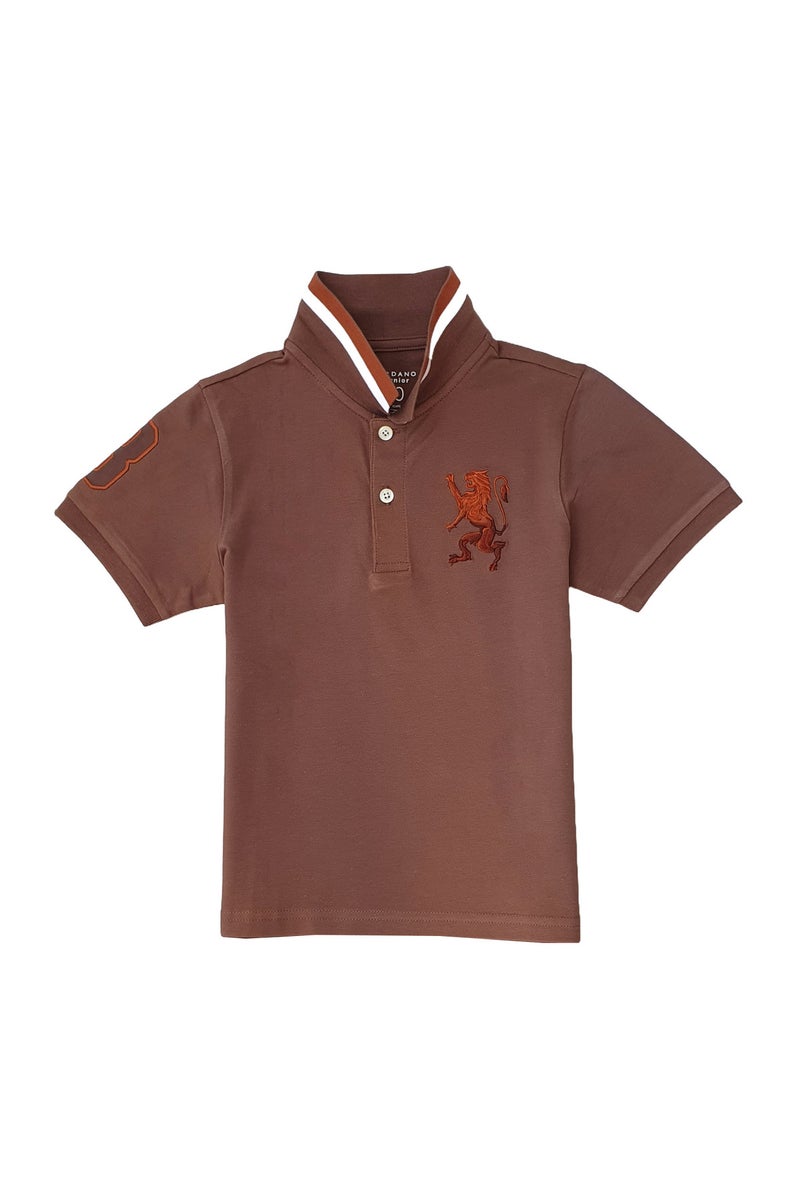 GIORDANO Brown Short Sleeve Polo for Boys - Image 1