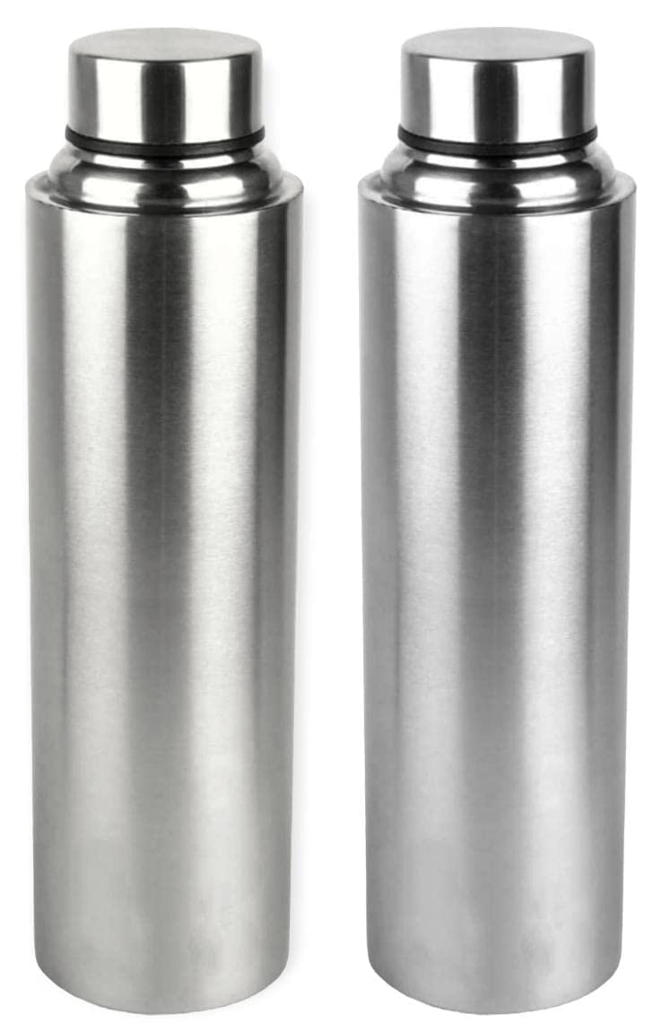 VISAXMI Stainless Steel Water Bottle for Fridge Pack of 2 Leak Proof and Ideal for Kids School Gym and Office 500ml Capacity Silver - Image 1