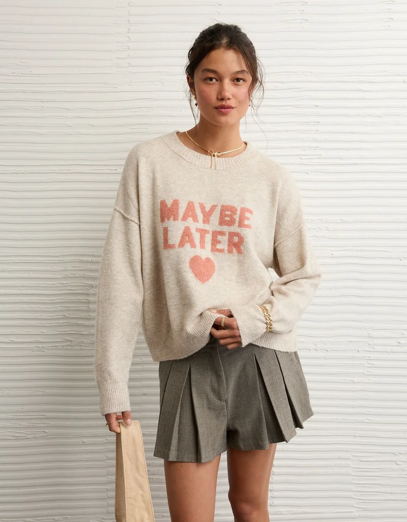 American Eagle  AE Whoa So Soft Valentine's Day Sweater for Women | Best Price UAE