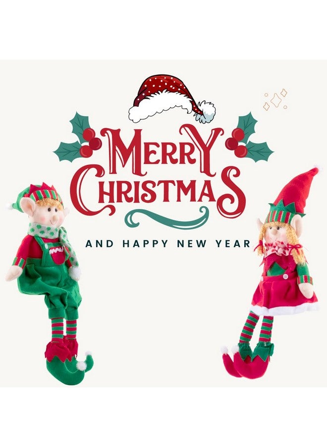 SCS Direct مجموعة دمى عيد الميلاد المحشوة من الجان 2 18" ولد وبنت جني، ألعاب محشوة لطيفة للرفوف، تماثيل زينة، حفلات عيد الميلاد، زينة العطلات وتبادل الهدايا - Image 5