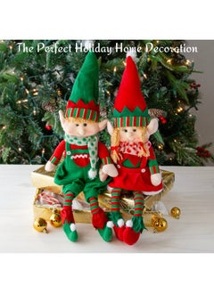 SCS Direct Elf Plush Christmas Stuffed Dolls Set Of 2 18" Boy And Girl Elves Holiday Cute Plush Shelf Toys Fun Kids Buddy Figurine Decorations Christmas Winter Holiday Party Festive Decor And Gift Exchange  - Image 3