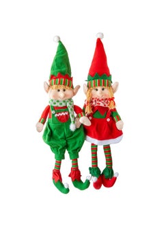 SCS Direct Elf Plush Christmas Stuffed Dolls Set Of 2 18" Boy And Girl Elves Holiday Cute Plush Shelf Toys Fun Kids Buddy Figurine Decorations Christmas Winter Holiday Party Festive Decor And Gift Exchange  - Image 2