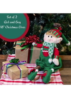 SCS Direct Elf Plush Christmas Stuffed Dolls Set Of 2 18" Boy And Girl Elves Holiday Cute Plush Shelf Toys Fun Kids Buddy Figurine Decorations Christmas Winter Holiday Party Festive Decor And Gift Exchange  - Image 4