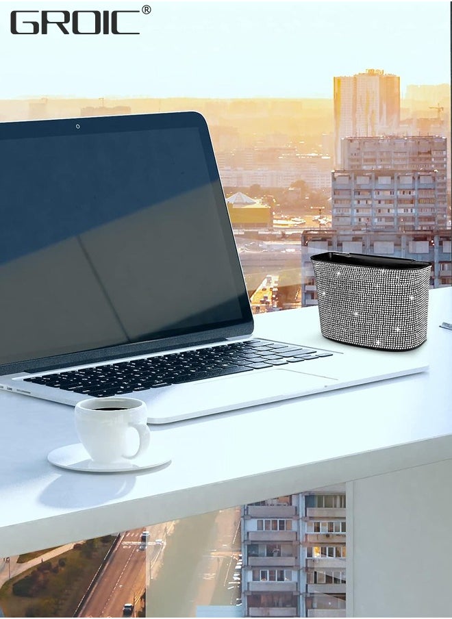 GROIC - Car Trash Can, Bling Hanging Trash Bin, Crystals Car Garbage Can, Dimand Dustbin Container with Clip for Car, Office, Kitchen, Bedroom - Image 1