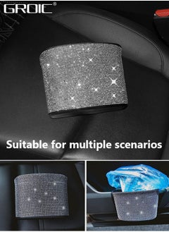GROIC Car Trash Can, Bling Hanging Trash Bin, Crystals Car Garbage Can, Dimand Dustbin Container with Clip for Car, Office, Kitchen, Bedroom  - Image 4