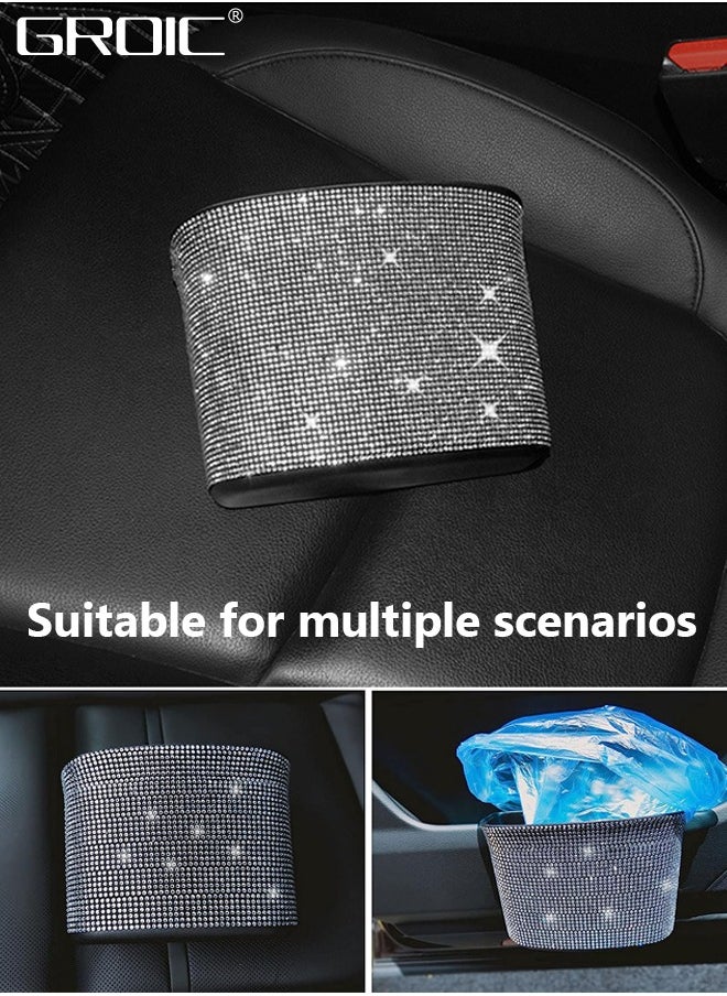 GROIC - Car Trash Can, Bling Hanging Trash Bin, Crystals Car Garbage Can, Dimand Dustbin Container with Clip for Car, Office, Kitchen, Bedroom - Image 1