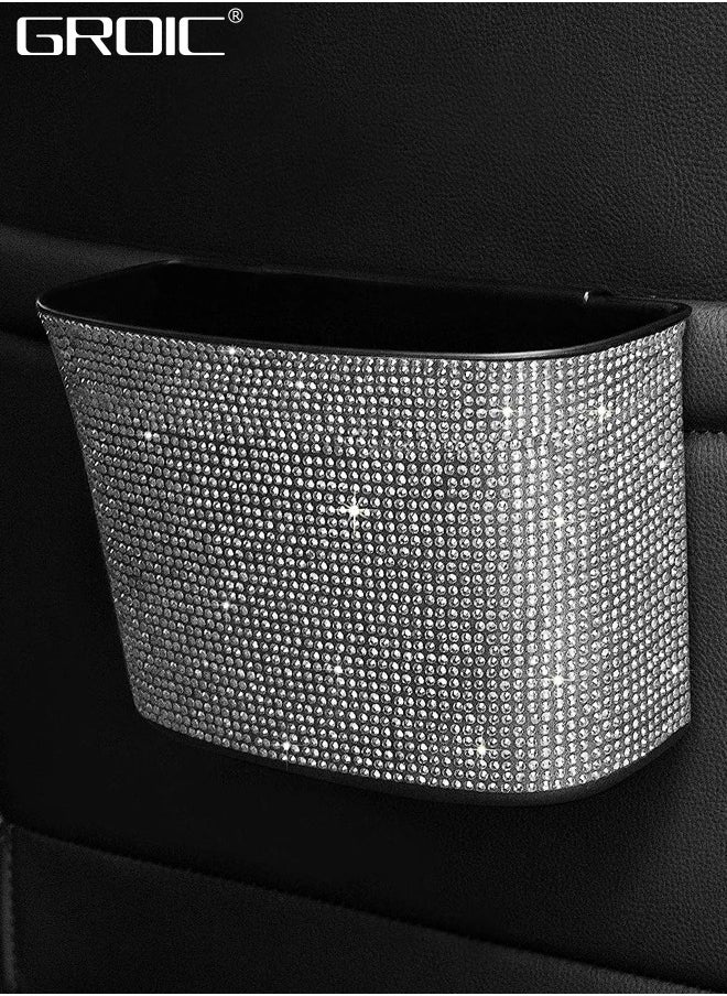 GROIC - Car Trash Can, Bling Hanging Trash Bin, Crystals Car Garbage Can, Dimand Dustbin Container with Clip for Car, Office, Kitchen, Bedroom - Image 1