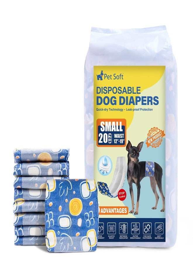 Pet Soft Male Dog Diapers - Disposable Male Dog Wraps with Wetness Indicator, Puppy Diapers for Pets Excitable Urination or Incontinence, 20pcs Small - Image 1