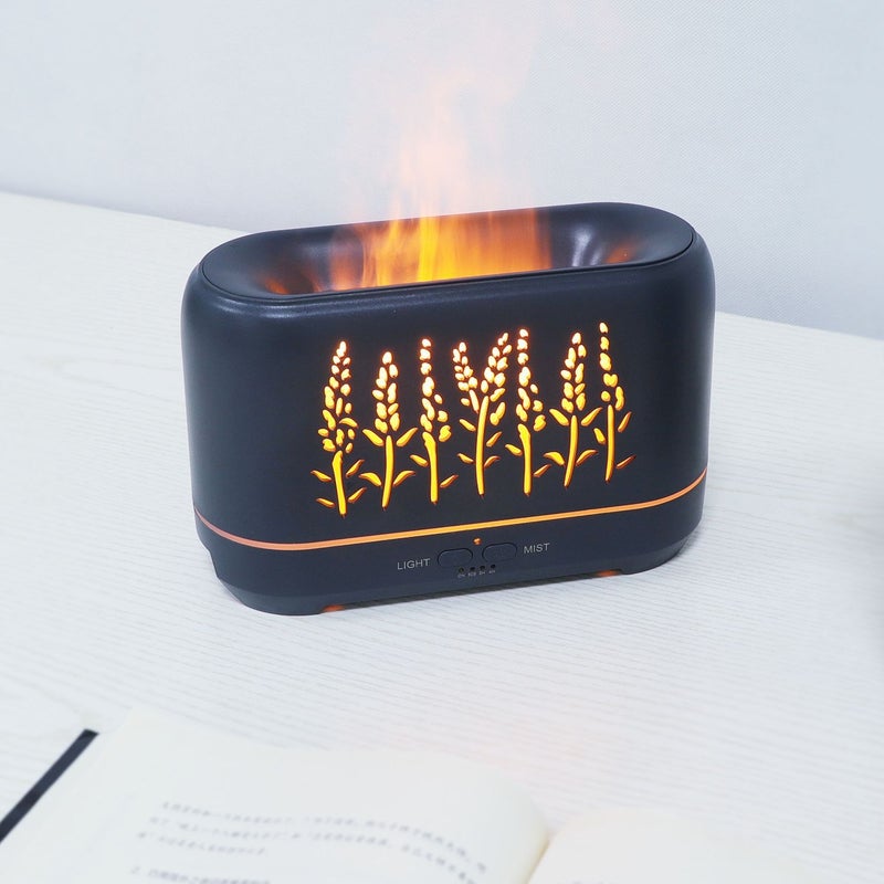 Dark Wood Grain Humidifier with Flame Effect, 200ml, AU Standard