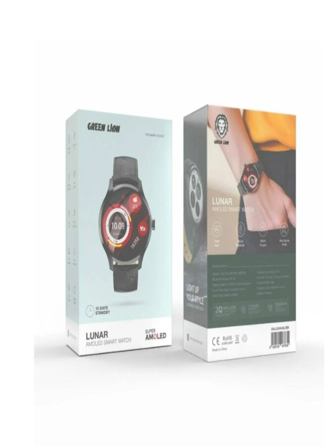 Green Lion Lunar AMOLED Smart Watch, Lithium Polymer Battery, Full Touch Screen, 1.32 Inch Display - Black - Image 2
