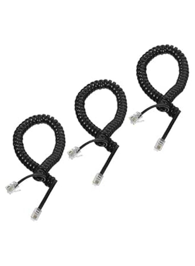 3Pcs Black Coiled Landline Phone Cord Compatible with Office and Home Corded Phones - Image 1