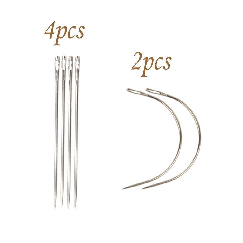 FeiHong 30pcs Hair Extension Clips U-Shape Stainless Steel Snap Clips for Wigs and Hair Extensions and Hairpieces, 6pcs Sewing Needles and 2pcs Thread (Light Brown) - Image 3